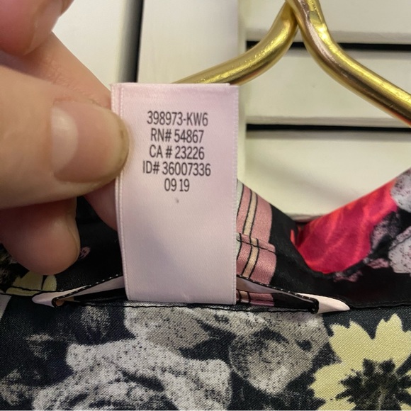 Victoria Secret Silky Sleep Shirt Black/Pink Striped with Pink Flowers Size Sm - Picture 5 of 6